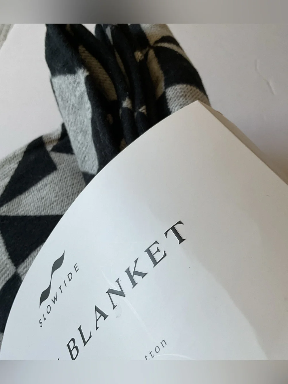 SLOWTIDE BRUSHED COTTON THROW BLANKET GATSBY SQUARE NEW MOON BLACK WHITE NWT